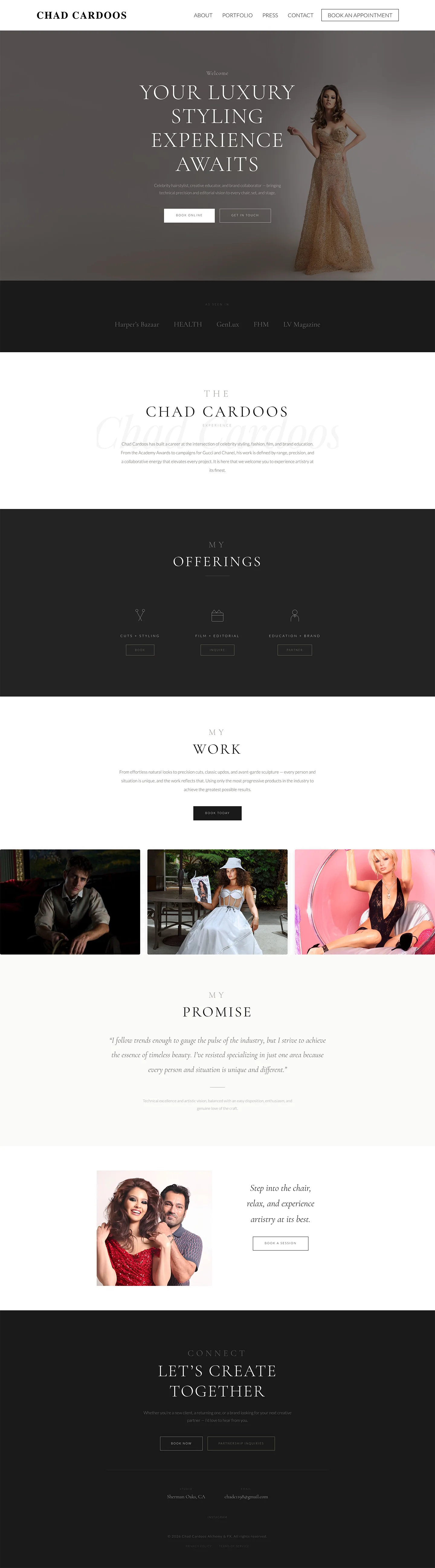 Chad Cardoos website design by Studio Park